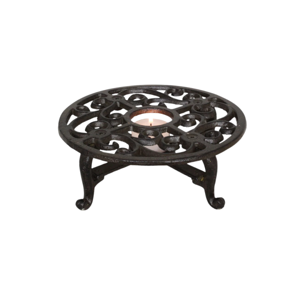 Cast Iron Pot Trivet, with candle holder on Sale